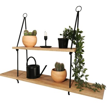 Wiszące półki na sznurkach, dąb złoty 80cm 60 cm