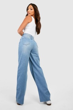 BOOHOO SPODNIE JEANS SZEROKIE NOGAWKI WYSOKI STAN WAN NG2__46