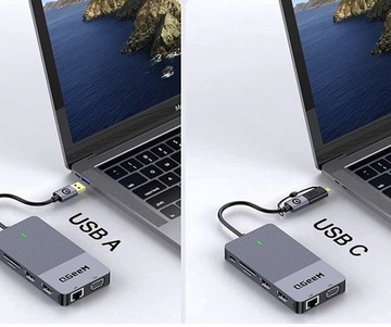 Док-концентратор USB-C DisplayLink Macbook M1 M2 для подключения 2 мониторов