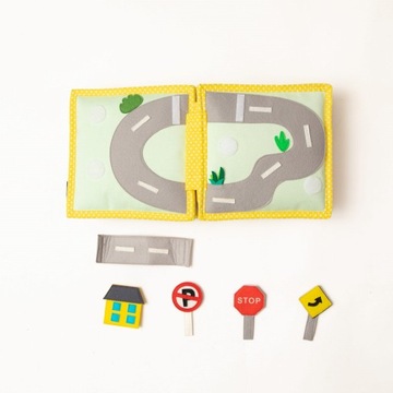 Książeczka Sensoryczna Mała, Quiet Book, Montessori - Pojazdy