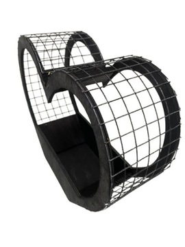 КОРЗИНКА-КЛЕТКА БЕЛАЯ СЕРДЦЕ, ДЕРЕВЯННАЯ КРЫШКА, ВЫСОТА 28 СМ.