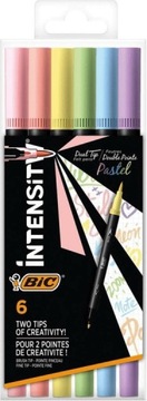 BIC INTENSITY DUAL TIP PASTELOWE PISAKI FLAMASTRY SZKOLNE DWUSTRONNE 6 SZT.