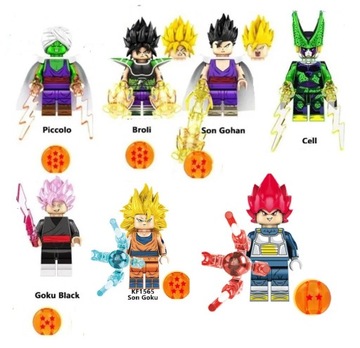 DRAGON BALL ZESTAW FIGUREK FIGURKI KLOCKI 7SZT Z AKCESORIAMI