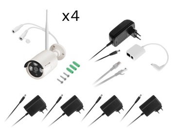 ZESTAW DO MONITORINGU 4x KAMERA IP WIFI ZEWNĘTRZNA + MYSZ + REJESTRATOR