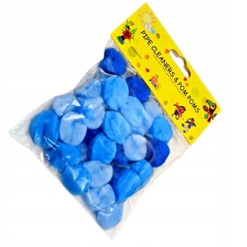 KOLOROWE POMPONY NIEBIESKIE OZDOBNE ARTYKUŁY