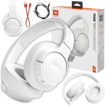 SŁUCHAWKI BEZPRZEWODOWE JBL NAUSZNE BLUETOOTH Z MIKROFONEM MOCNY BASS BIAŁE