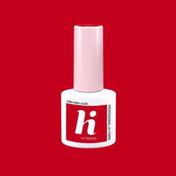HI Hybrid Lakier Hybrydowy Odcienie Czerwieni #244 Fire Red Trwały Manicure
