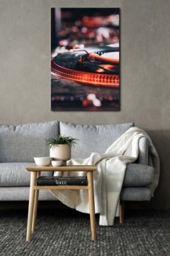 Картина на холсте - Виниловый проигрыватель, множество узоров.