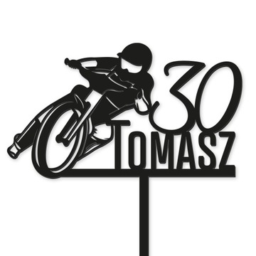 Topper Żużel Żużlowiec napis tort urodziny CZARNY
