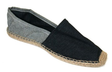 Klasyczne espadryle sznurkowe jutowe płócienne jeans dżins 46