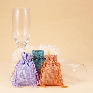 10 разноцветных подарочных пакетов с двойным шнурком