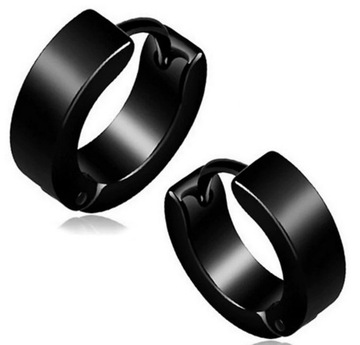 Czarne koła kolczyki ze stali chirurgicznej UNISEX 1 cm