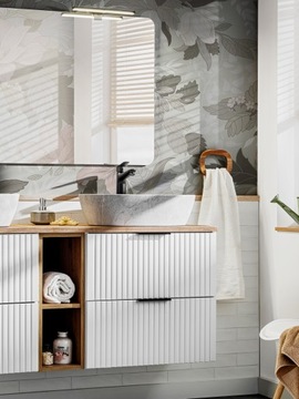 ADEL WHITE шкаф под умывальник 80 см с полкой и столешницей WOTAN ДУБ