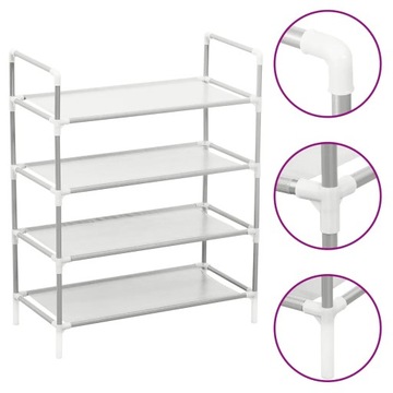 vidaXL Stojak na buty z 4 półkami, metal i włóknin