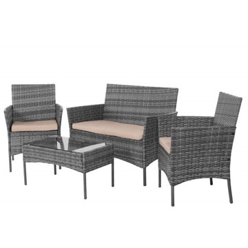 КОМПЛЕКТ САДОВОЙ МЕБЕЛИ ДИВАН СТОЛ РОТАНГОВЫЕ СТУЛЬЯ КОМПЛЕКТ МЕБЕЛИ ДЛЯ 5 ЧЕЛОВЕК