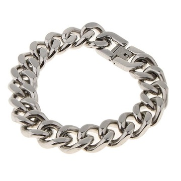 Bransoletka Cuban Link Chain Biker Mens Silver