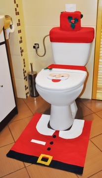 НАБОР ДЛЯ ВАННОЙ ТУАЛЕТА ВАННАЯ КОМНАТА РОЖДЕСТВО САНТА-КЛАУС ПОКРЫТИЕ КОВЕР