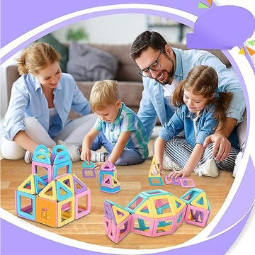 ОБРАЗОВАТЕЛЬНЫЕ МАГНИТНЫЕ БЛОКИ СТРОИТЕЛЬНЫЕ ПАНЕЛИ УЧЕБНЫЙ НАБОР 3D x42