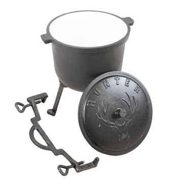 ЧУГУННЫЙ КОЛДЕЛЬ, Эмалированный ОХОТНИЧИЙ КОРЗИН ДЛЯ ОГОНЯ 10Л HUNTER HIT 2024