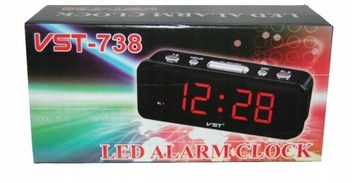 BUDZIK ZEGAR ELEKTRONICZNY SIECIOWY LED VST-738