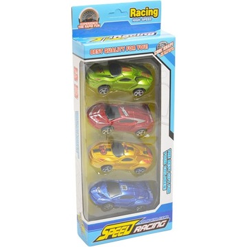 ZESTAW AUTKO AUTO RESORAK WYŚCIGOWÓWKI 6 CM 4 SZTUKI