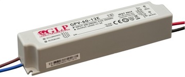 HERMETYCZNY ZASILACZ IP67 12V 60W 5A DO TAŚM LED TRANSFORMATOR GPV-60-12E