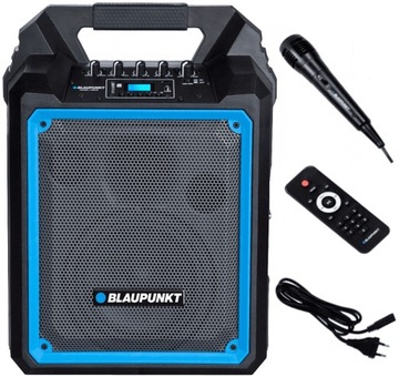 GŁOŚNIK PRZENOŚNY BLAUPUNKT MB06 KARAOKE BLUETOOTH MIKROFON PILOT USB 500W