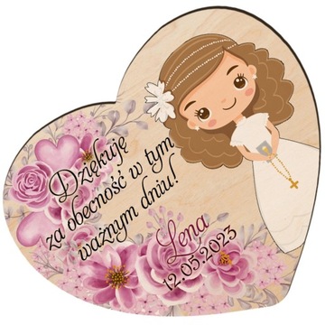 Podziękowanie dla gości Komunia Święta magnes serduszko
