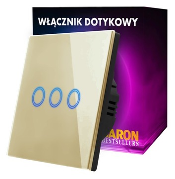 WŁĄCZNIK DOTYKOWY ŚWIATŁA POTRÓJNY, LED, SZKŁO