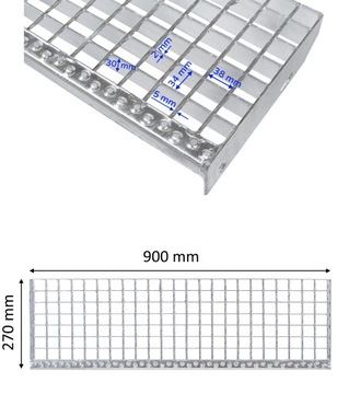 Ступени WEMA 900x270 мм | оцинкованный | 30x2 мм | металлическая ступенька, ступени