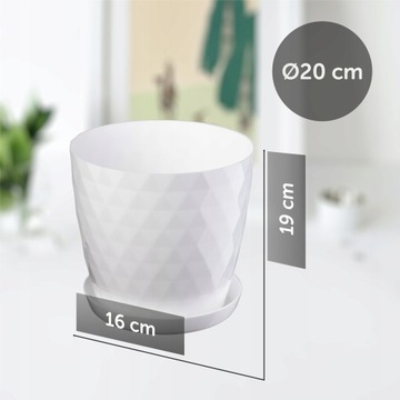 ПЛАСТИКОВЫЙ ЦВЕТОЧНЫЙ ГОРШОК НА ПОДСТАВКЕ КРЫШКА ДЛЯ ЦВЕТОЧНОГО ВАЗОНА 20см БЕЛЫЙ KADAX