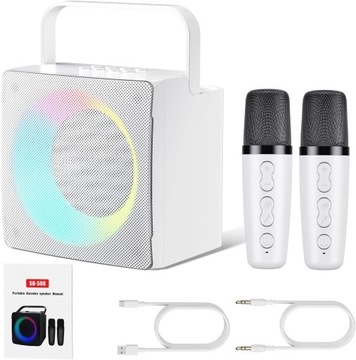 GŁOŚNIK DO KARAOKE BEZPRZEWODOWY PRZENOŚNY BLUETOOTH 5.0 ZE ŚWIATŁEM LED
