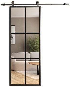 Drzwi Przesuwne Szklane Loft 100 Lustro 6 Pól