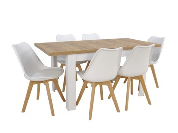 Zestaw 6 krzeseł i stół 80x120/160 CRAFT