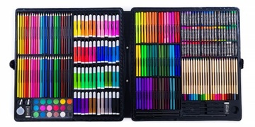 DUŻY ZESTAW ARTYSTYCZNY do SZKOŁY MALOWANIA MAZAKI KREDKI FARBY 288el