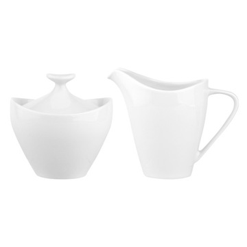 Cukiernica i mlecznik porcelana MariaPaula Moderna Biała 330 ml zestaw