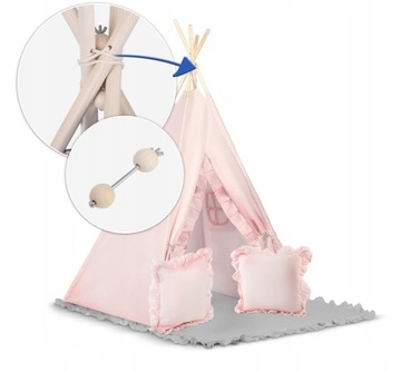 NAMIOT TIPI dla DZIECI WIGWAM PODUSZKI DUŻA MATA XXL GIRLANDA NAMIOCIK BAZA