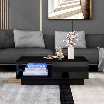 NOWOCZESNY STOLIK KAWOWY LED NA WYSOKI POŁYSK 15 KOLORÓW (95X55X32 CM)