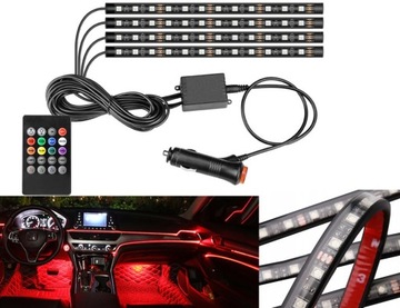 Oświetlenie wnętrza auta LED 12V - LEDOWE Taśma kabiny samochodu + Pilot