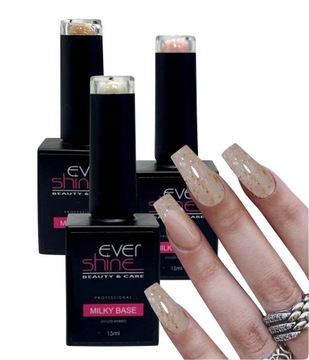Baza kauczukowa MILKY BASE budująca z drobinkami wybór kolor EverShine 15ml