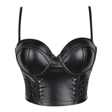 Sexy Black PU Leather Bra Push Up Bralet Women's T