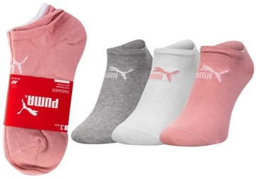 PUMA SKARPETKI DAMSKIE SKARPETY STOPKI 3 PARY BAWEŁNA WHITE/PINK/GREY 35-38
