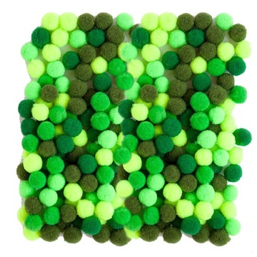 POMPONY KOLOROWE 1cm MIX ZIELONE 120 szt