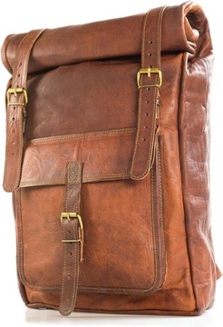 LEABAGS Ricardo skórzany plecak z rolowanym topem vintage 30x10x40 cm