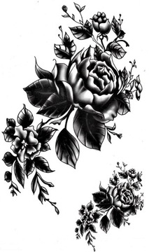 Tatuaż damski zmywalny czarne róże kwiaty