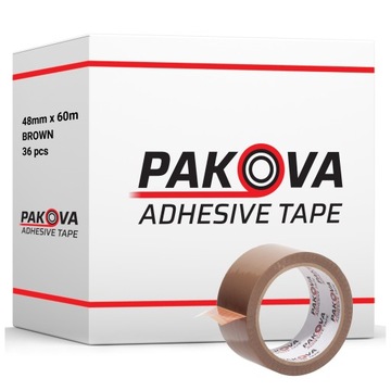TAŚMA PAKOWA klejąca 48/66y BRĄZOWA Pakova MOCNA 36szt