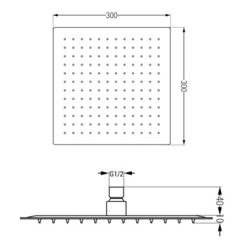 MEXEN SLIM SQUARE ДОЖДЕВОЙ ДУШ 30 см, ЧЕРНЫЙ