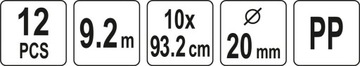 YATO YT-24980 ШТАНГИ ​​ДЛЯ ЗАКРЫТИЯ КАНАЛИЗА 10Х92СМ, НАБОР ИЗ 12 ЭЛЕМЕНТОВ.