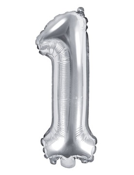 Balon Foliowy Srebrny Cyfra 1 na Urodziny 35cm