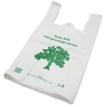 REKLAMÓWKI FOLIOWE TORBY LDPE 30×55 cm BARDZO GRUBE MOCNE 50 SZTUK BIAŁE